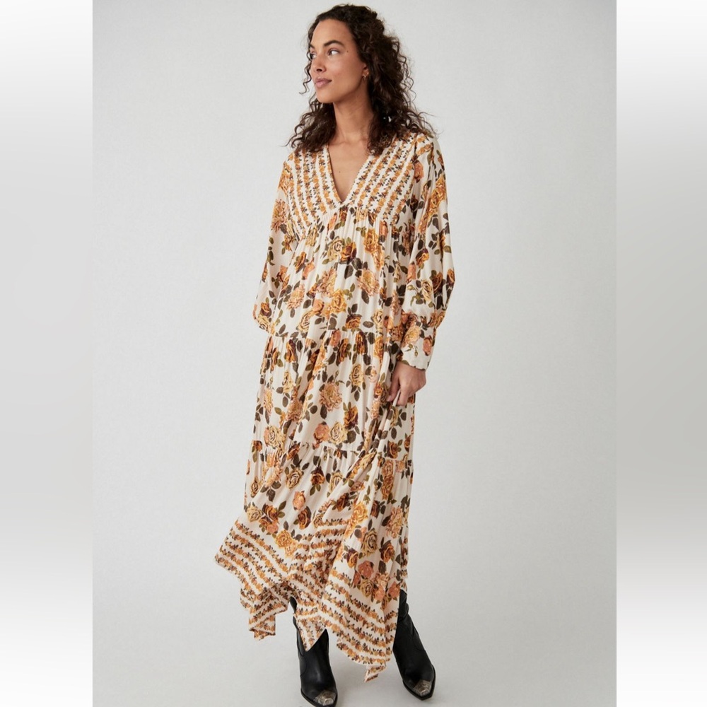 Free People Row of Roses Maxi Dress S